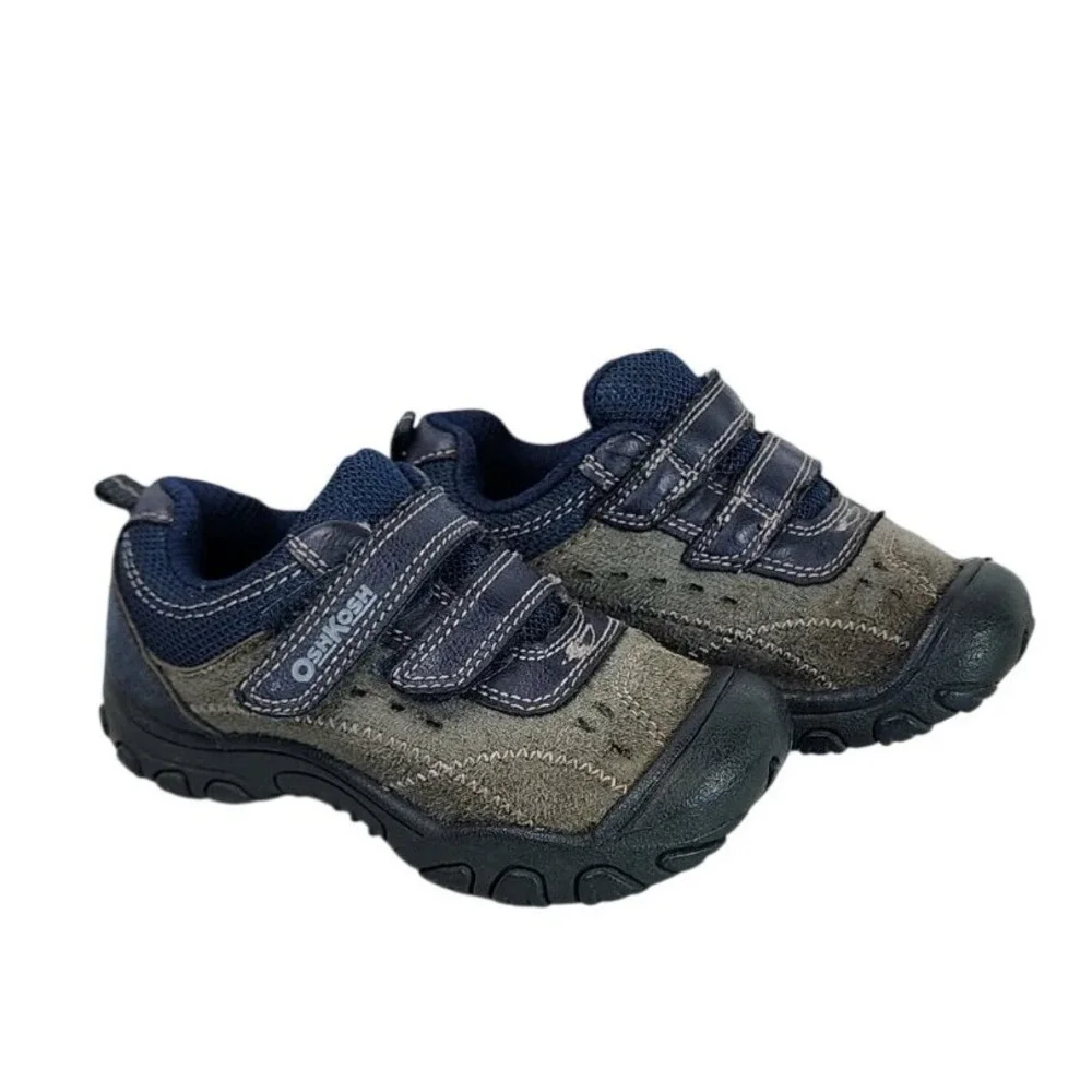 OshKosh B'gosh Kids Size 7M Navy Blue Gray Hook and Loop Athletic Shoes‎
